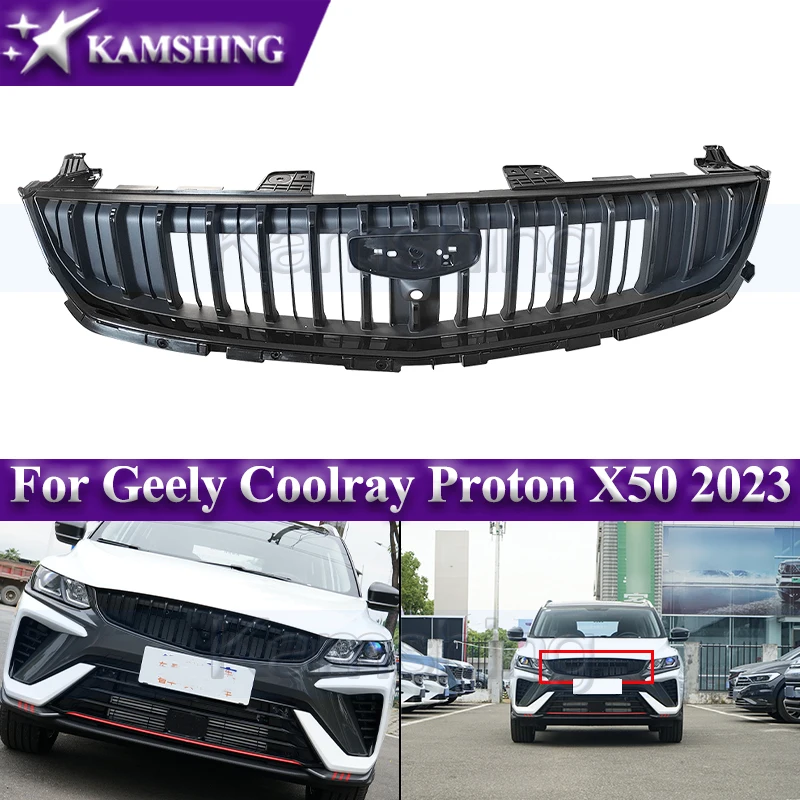 Kamshing predný nárazník Grill Mask Radiator mriežky pretekárske mriežky pre Geely Coolray Proton X50 2023