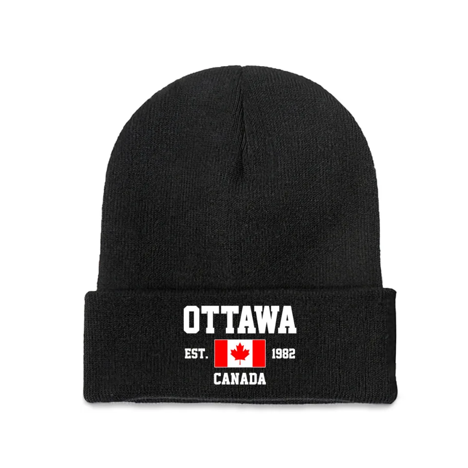 Kanada est.1982 Ottawa Capital Men Ženy unisex pletený klobúk Zimná jesenná tlač čiapky