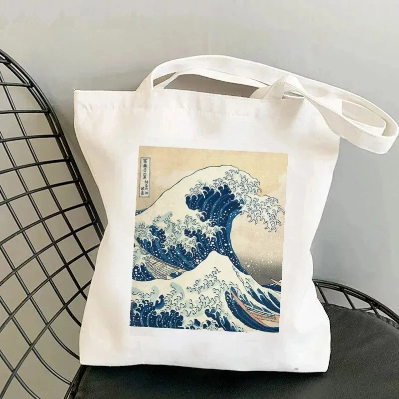 Kanagawa Big Wave Dámska kabelka Karikatúra Cast Ramer Bag Eco Veľká kapacita Prenosná cestovná módna nákupná taška Školský vrecko