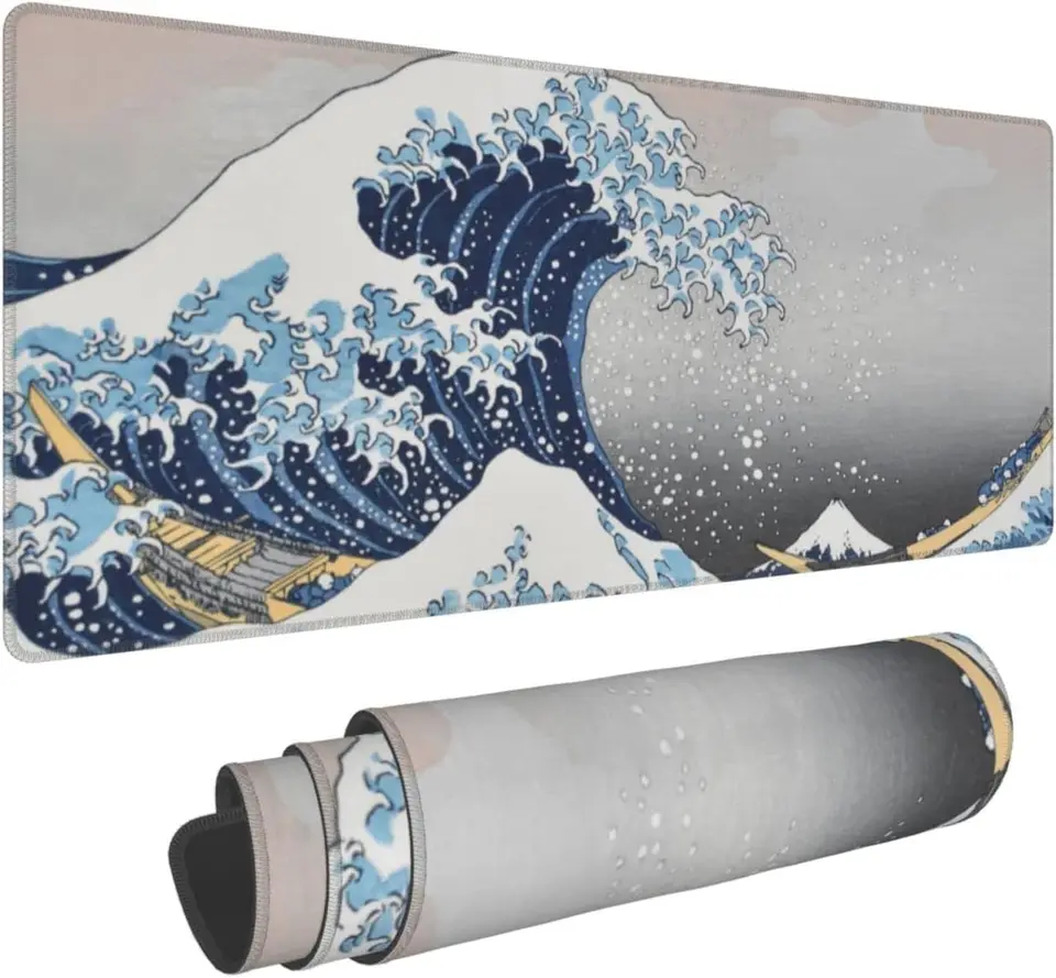 Kanagawa Wave Painting Mouse podložka nekĺzavej gumovej podložky myši so šitými hrana