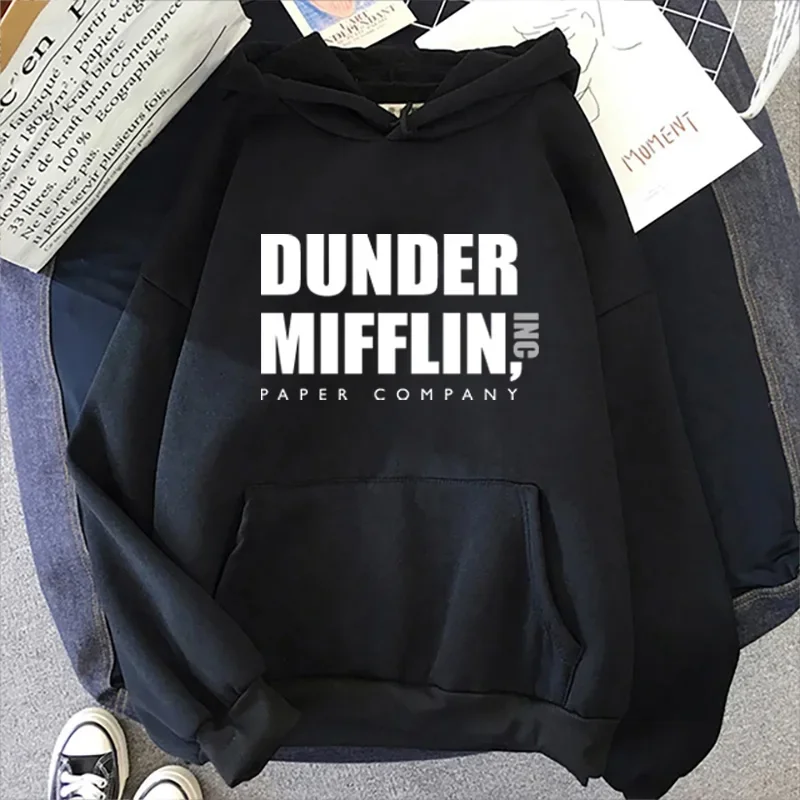 Kancelária Dunder Mufflin Inc Vytlačená jeseň zimná mikina mikina Muži ženy kapucňa neformálne módne pulóverový sveter