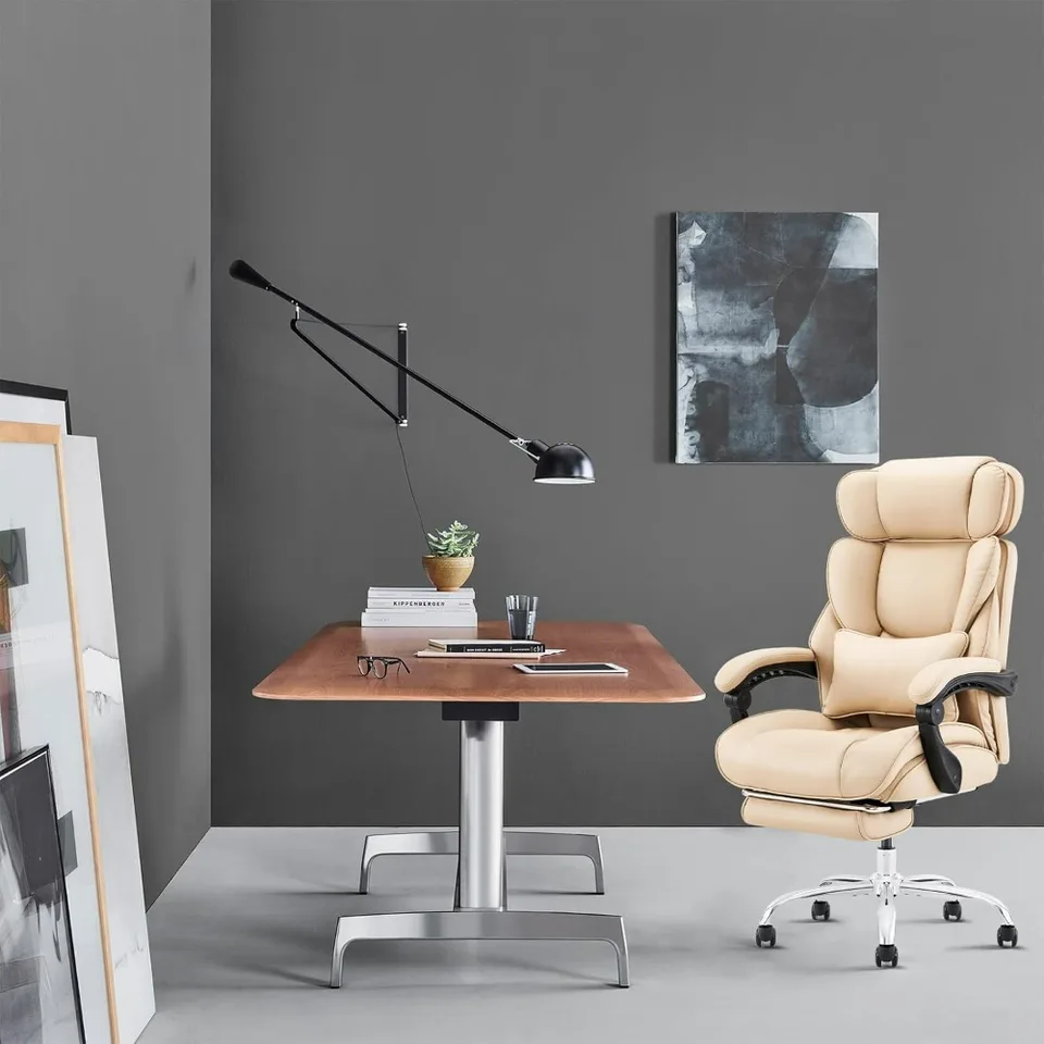 Kancelárska stolička.Office stolička so ztiahnuteľnou opierkou na nohy, ergonomický vysoký dizajn, výkonný počítačový stolička s odnímateľnými stoličkami s odnímateľnými