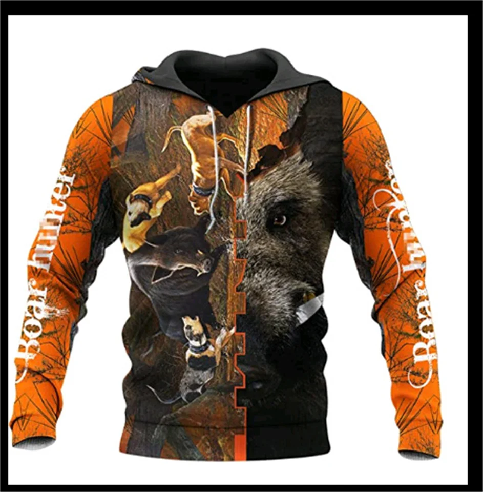 Kancový lov oranžový camo 3D tlačený bunda Men muž Harajuku Hoodie unisex Casual