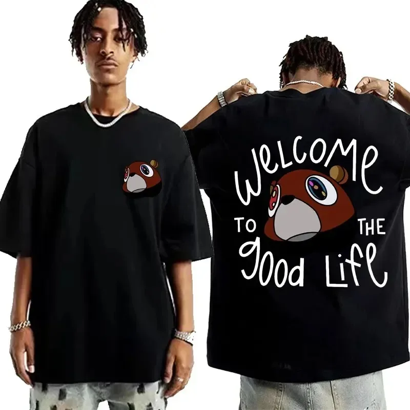 Kanye West promócia Bea The Good Life Print T košeľa Men Dámske vinobranie vysokokvalitné tričko Hip hop punk fiešanie streetwear