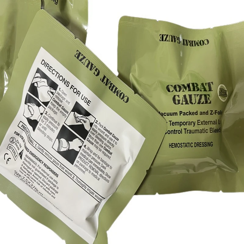 Kaolin Gauze Combat Hemostatická núdzová trauma Z-násobná rozpustná pre IFAK TACTICKÁ VOJENSKÁ PRVÁ PRVÁ POMOC ZA