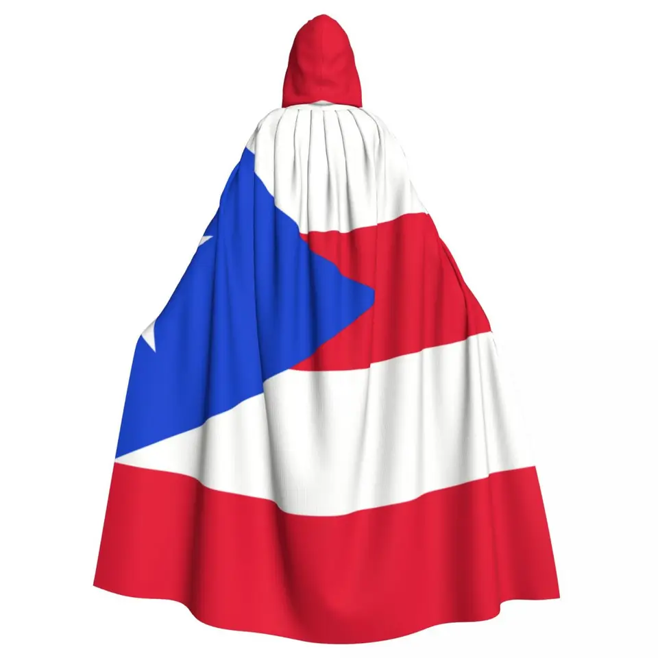 Kapucňa plášť unisex plášť s kapucňou Puerto Rico Flag Cloak Vampire čarodejnica čarodejnícky kostým Cosplay