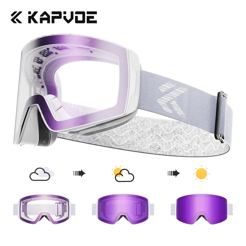 Kapvoe fotochromatické lyžiarske okuliare proti zimným športovým okuliarom Outdoor Snowboard Snowmobile Goggles Snow Racing Ochranná maska
