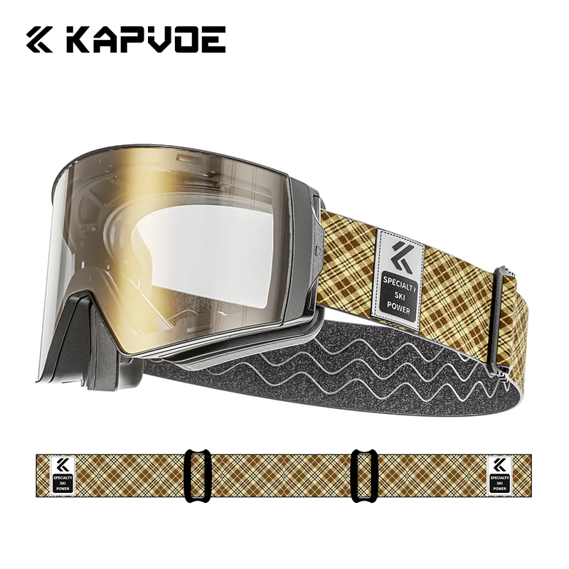 Kapvoe fotochromatické snehové okuliare lyžiarske okuliare Snowboard Anti-Fog Mask pre mužov