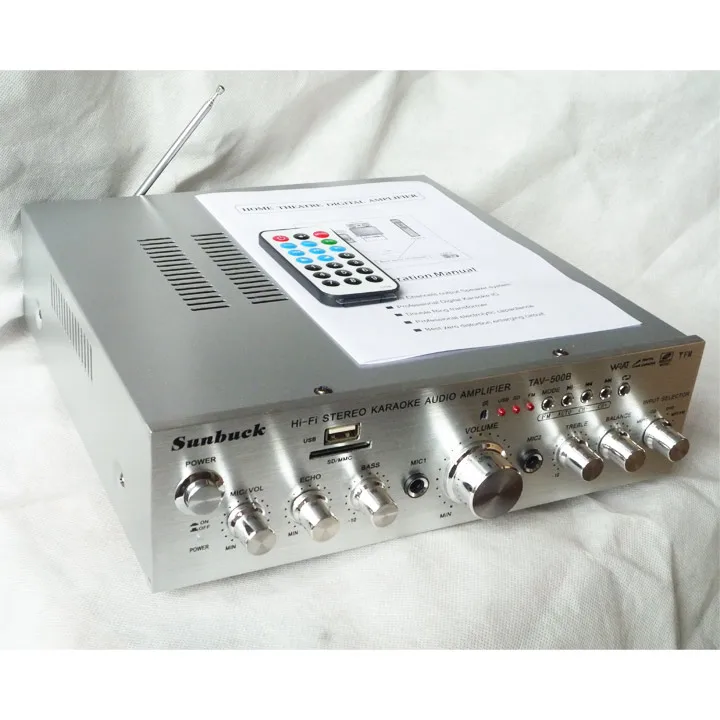 Kara OK Home Home Zosilňovač TAV-500B DIY 220V Výkonový zosilňovač 100 W+100 W krava karty s kravou s vzdialeným multifunkčným zvukovým zosilňovačom