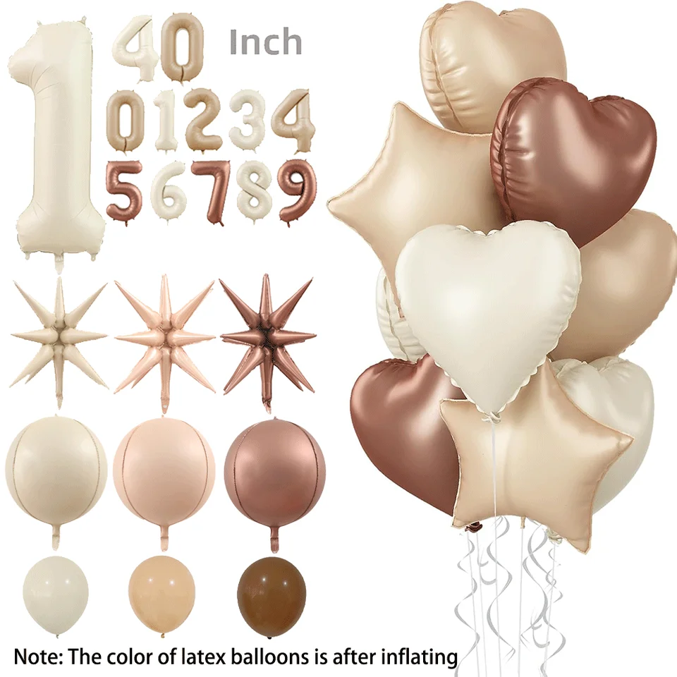 Karamel/čokoláda/krém Balón hviezda Heart Foil Hélium Ball Detské dievčatá narodeniny svadobné výročie dekorácie večierku