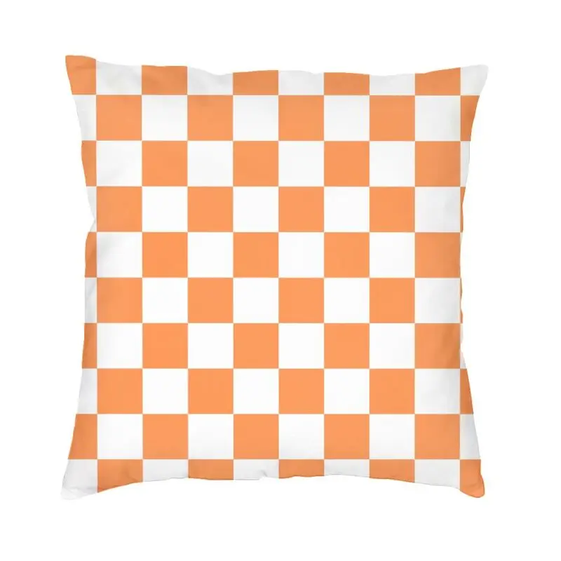 Kardeboard Plaid Plaid Cushion Tries na pohovku Domov DECON ORANGE A BIELA ​​KORESKÝ ŠTRIKOVÝ TRAKOVÝ VILOP OBLASŤ 45X45