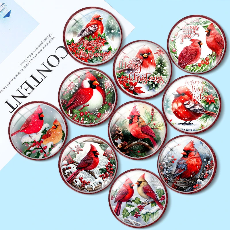 Kardinál červený vták Vianoce DIY 12 mm/18 mm/20 mm/25 mm DIY okrúhle sklo sklo Cabochon Demo Ploché chrbty Výsledky
