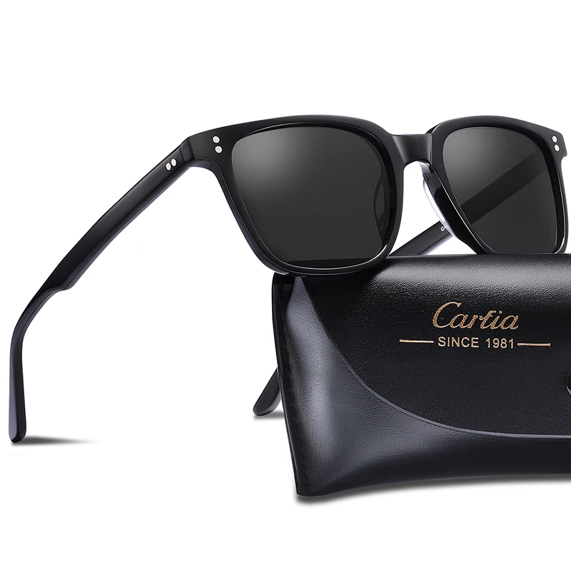 Karfia Pánske polarizované vinobranie slnečné okuliare Square Eyewear Fashion Retro Sun Gulaghes Designer