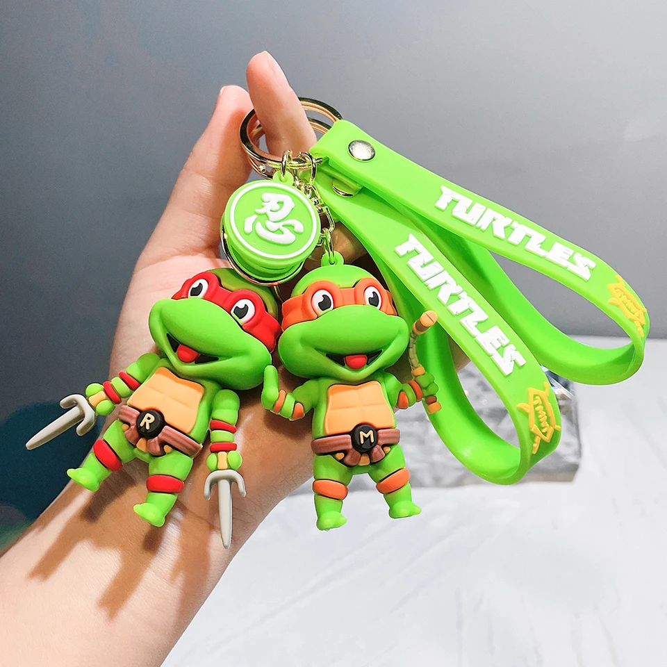Karikatúra anime dospievajúci mutant ninja Korytnačky Akčné figúrky Klávesové kľúče kľúče kľúče kľúče kruh kruh silikónové kabelkové auto prívesky hračky
