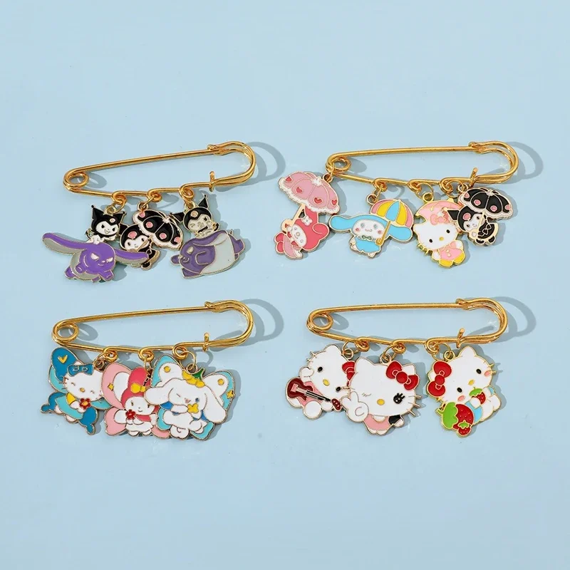 Karikatúra anime Hello Kitty Metal Badges Cinnamoroll Pins Guigou Kuromi Zliatinový odznak Batoh Obliekanie Festival Festival