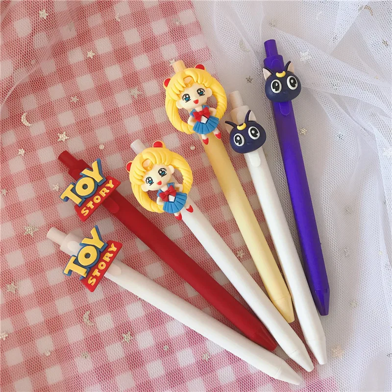 Karikatúra Anime Sailor Moon Black Roller Ball Pen Roztomilý študent písať kancelárske potreby Kreatívne modelovanie podpis Pen Darčeky pre deti
