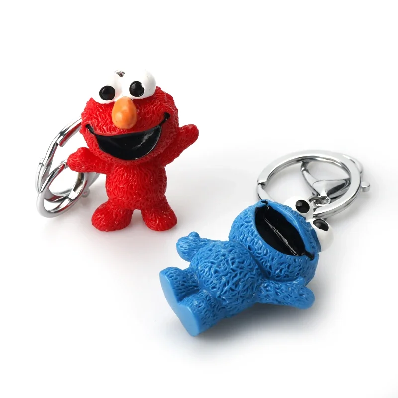 Karikatúra anime sezame ulica PVC postava Keychain Cookie Cookie Monster Doll Hračky prívesok Kľúčový reťazec pre deti