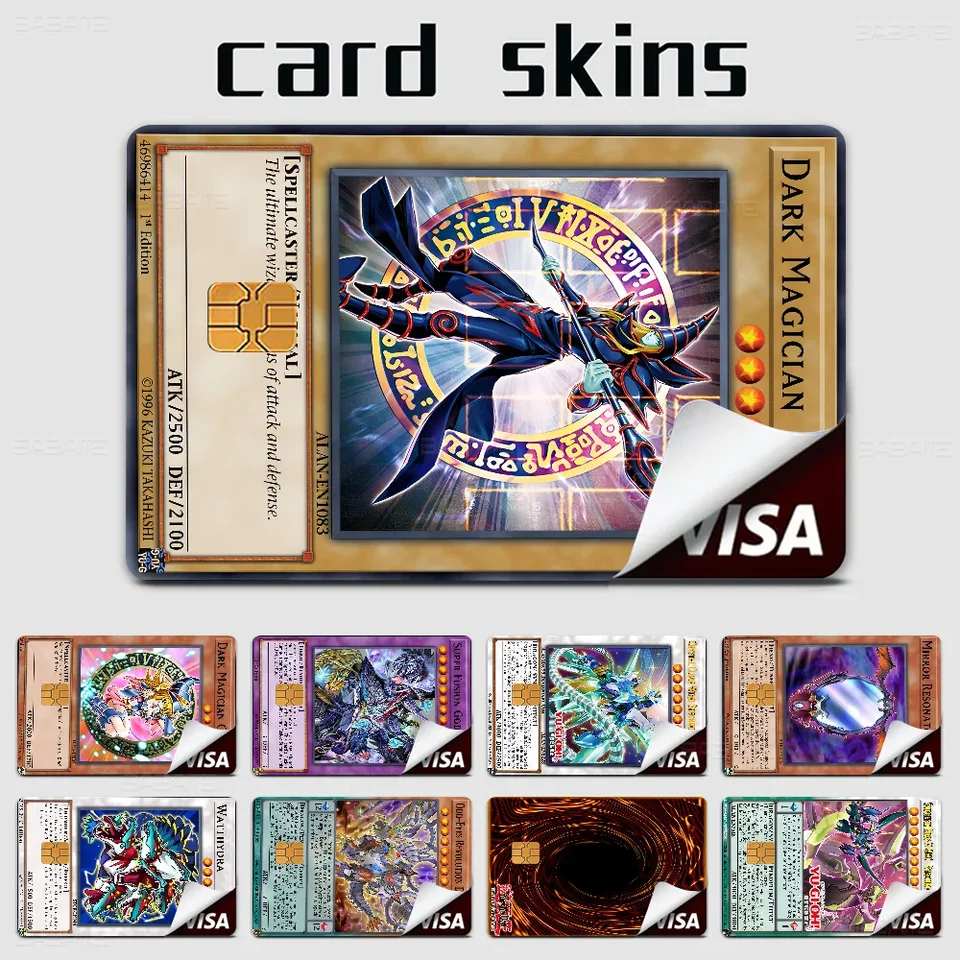 Karikatúra anime Yugioh monster karta Anmie Sticker Film Cover pre kreditnú kartu Debetná banka Front