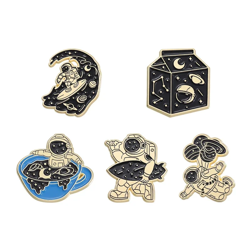 Karikatúra astronaut hviezda Sky Smalt Pins Creative Aerospace Space zliatiny brošne dekorácie odevy klošné odznaky šperky doplnky