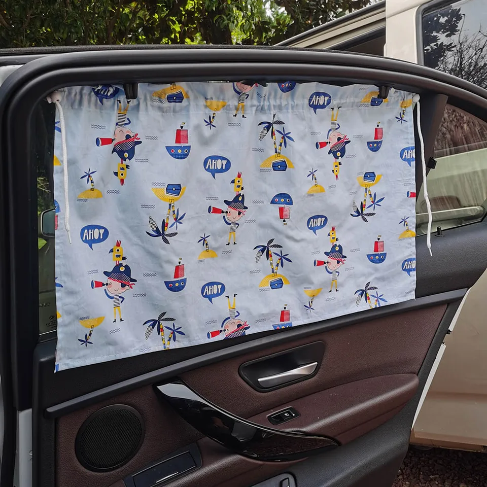 Karikatúra bočné okno Sunshade UV Ochrana sacie šálka záclony roztomilé bavlnené auto okno slnečno Sunshade Cover For Kid