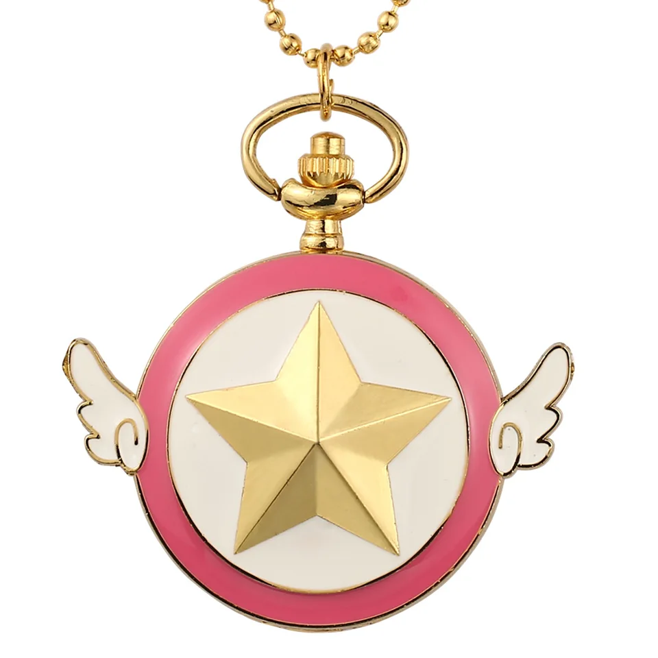 Karikatúra Cardcaptor Sakura Pocket Watch Anime Sailor Moon Náhrdelník vrecko hodinky Dámske hodinky pre deti pre deti darček