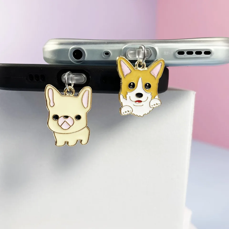 Karikatúra Corgi Dog and Fadou Cute Mobile Plug Pendant Drendant vhodný pre iPhone pre Samsung Type-C Universal