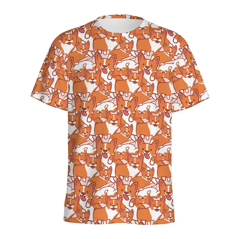 Karikatúra Corgi vzor tričko Men 3d tlačený zvierací ps