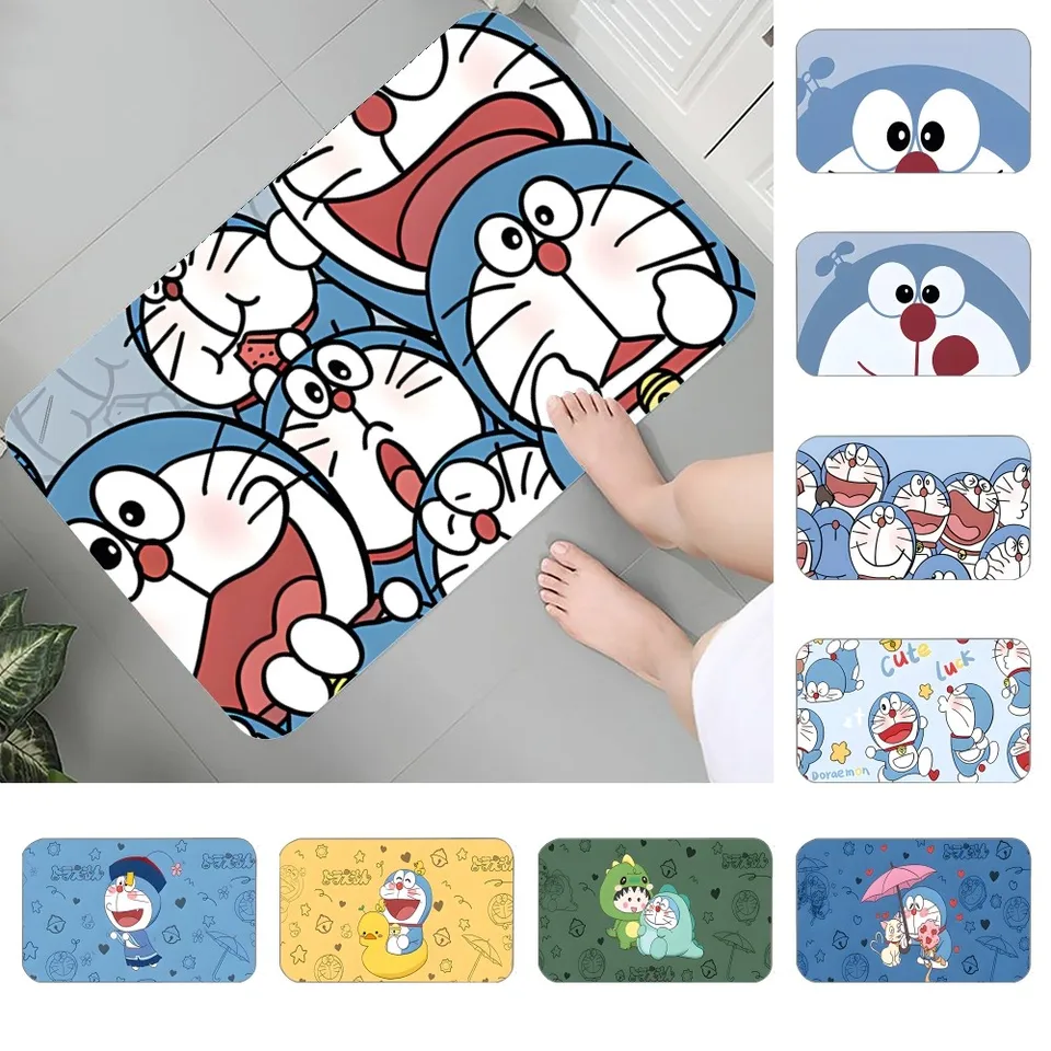 Karikatúra D-Doraemon Floor Mat Graphic tlatená flanel rohožky pre kúpeľňu kuchy