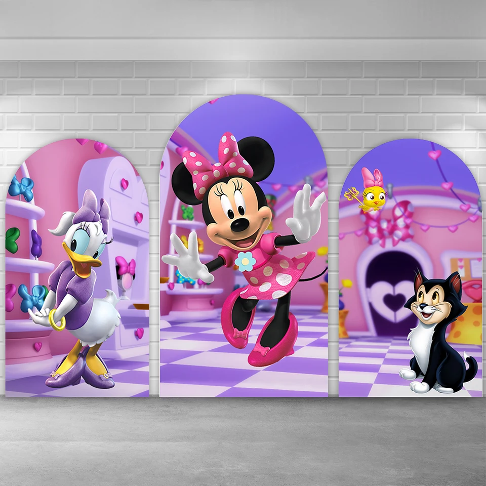 Karikatúra Daisy Duck Minnie Bowtique Arch Cover Cover For Kids Narodeninová oslava dekorácia Chiara stena pozadie elastická tkanina