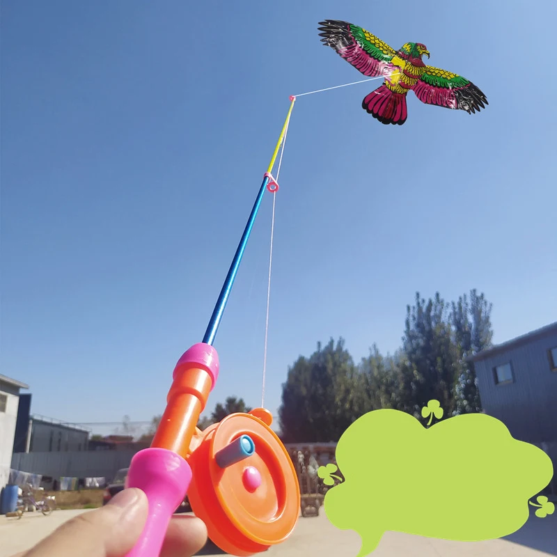 Karikatúra detí draka Mini plastové hračky draka + 40 cm ručná brzdová rybárska tyč vonkajšie hračky pre deti darčeky