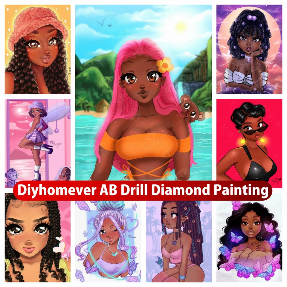 Karikatúra dievča 5d DIY AB Diamond Painting vyšívacia fantázia roztomilý krása krížový steh mozaik