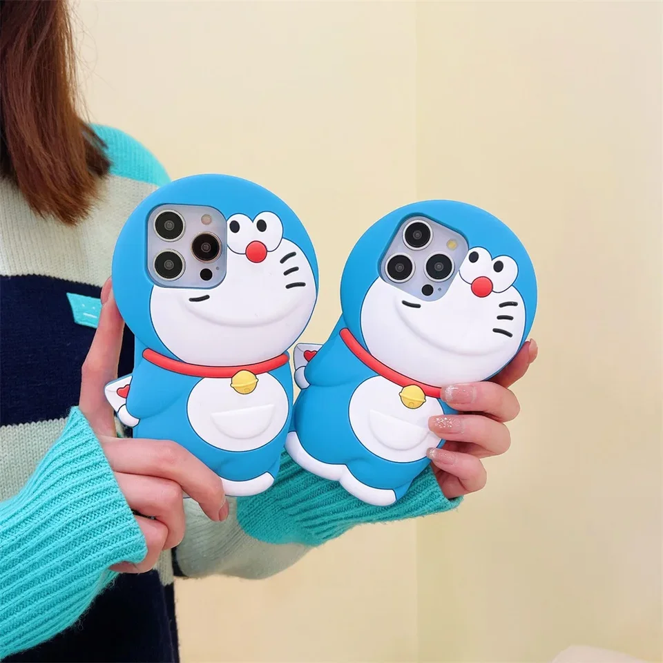 Karikatúra doraemon 3D silikónový puzdro pre iPhone 15 Promax 14 13 12 Pro Max 11 Soft Gumber Cover vianočné halloweenské darčeky