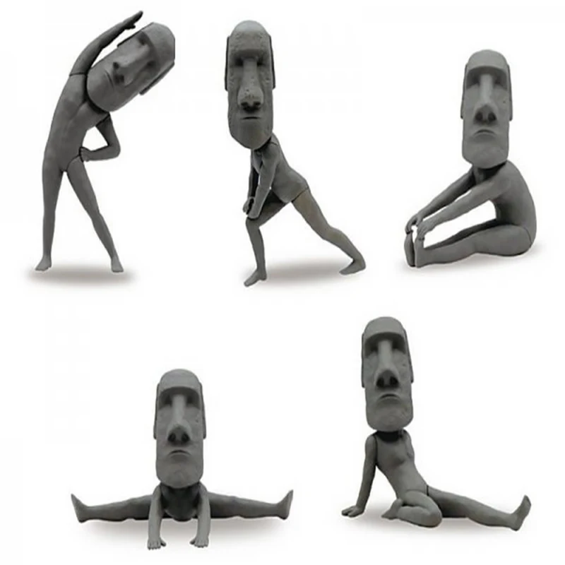 Karikatúra figuríny Moai Samens Dekorácie stoly Mini sochy a sochy