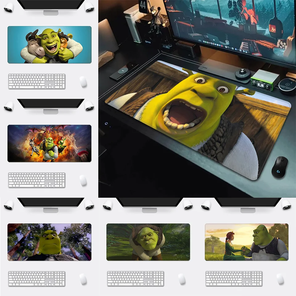 Karikatúra Funny Shreks MousePad HD Tlač počítačov počítačových hráčov Locking Edge Non-Slip Mouse Pad XXL90X40CM Klávesnica PC Desk Pad Pad