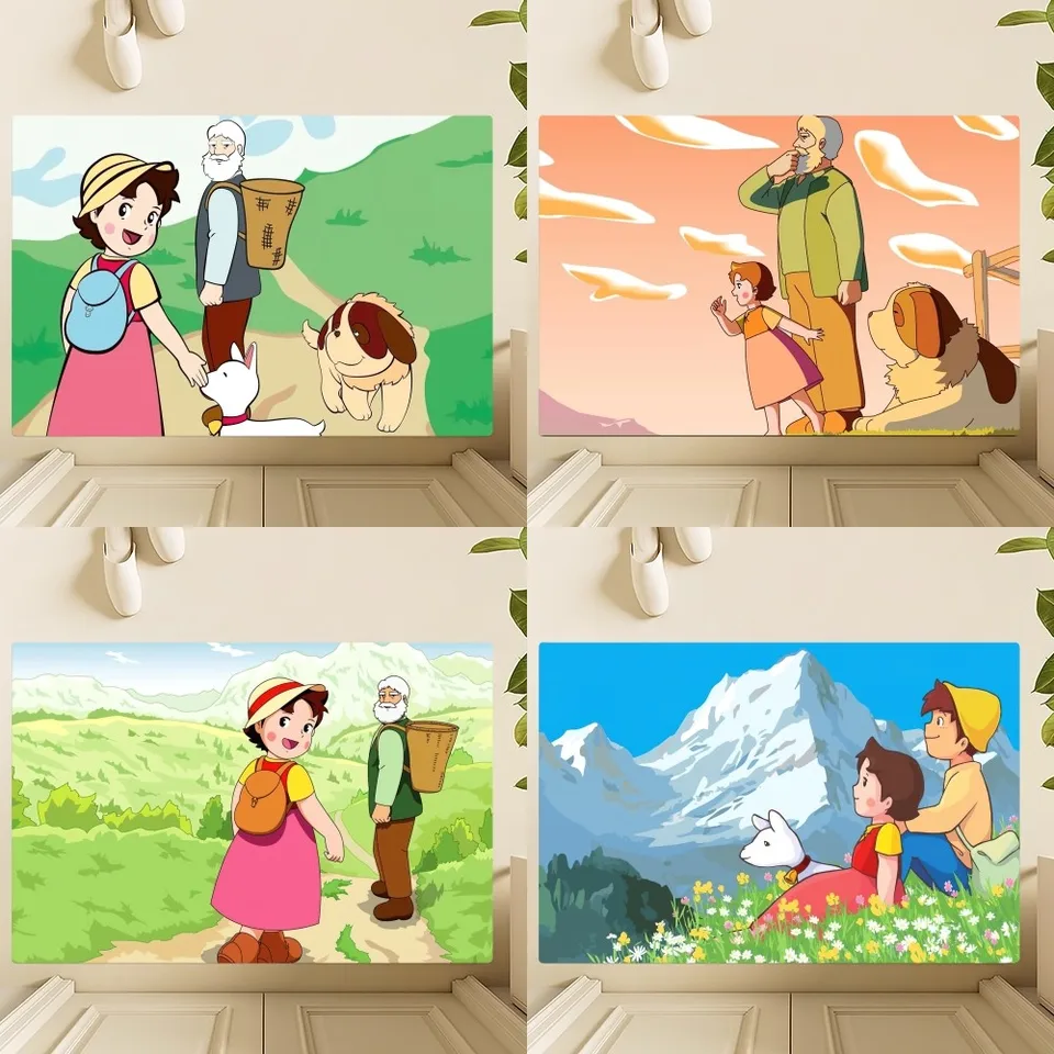 Karikatúra heidi krásne dievča z alpov podlahová podlahová spálňa Kuchyňa Dvere Dvere House