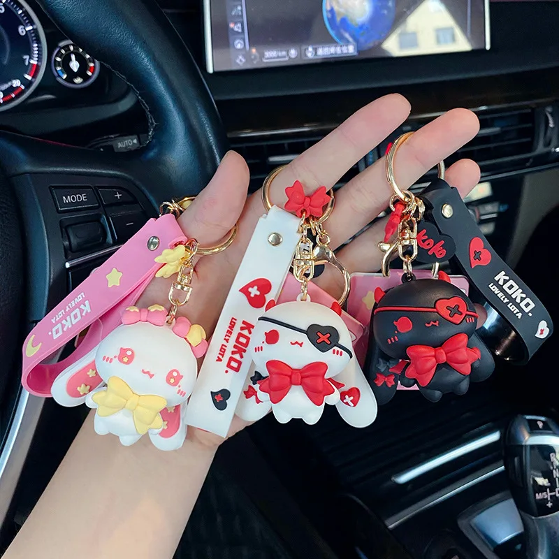 Karikatúra hviezda Moon Rabbit Keychain Trendy módne kľúče prsteň prívesok Ženy Dievča