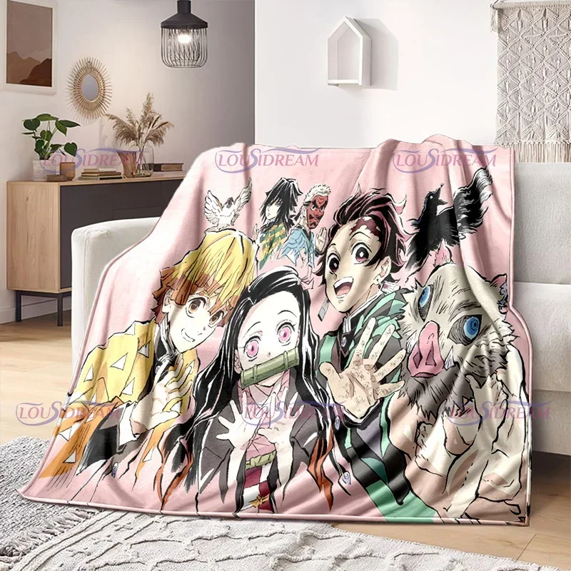 Karikatúra Kawaii Nezuko prikrývka super mäkká útulná démonová Slayer Flanel prikrývky a hodí plyšový pre pohovku gauč