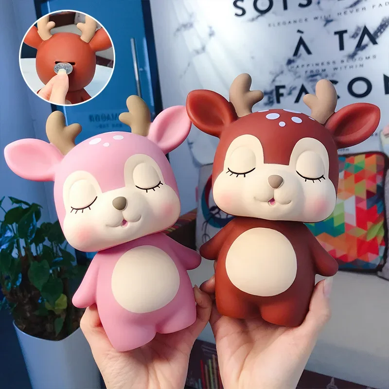 Karikatúra kreatívna živica minca Piggy Bank Cartoon Deer Piggy Bank Bank Obýva