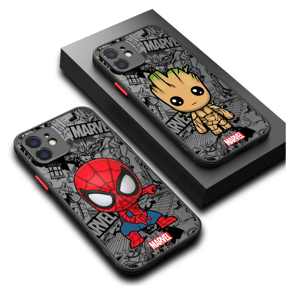 Karikatúra Marvel Spiderman Groot Puzdro pre Apple iPhone 15 Pro Max XR 12 Mini SE 13 14 Plus 11 Pro 8 xs x 7 SOCPORPOPT COP