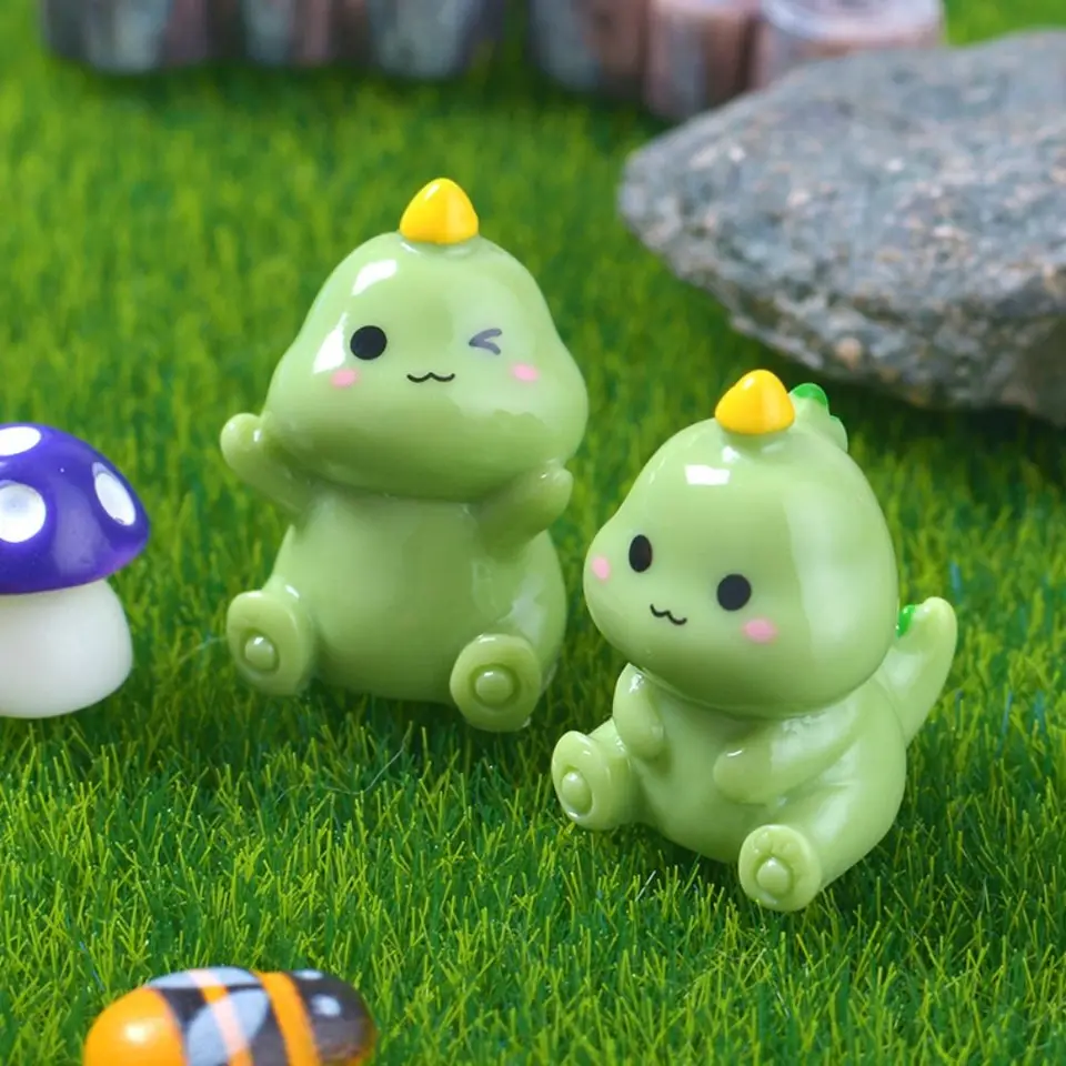 Karikatúra mini dinosaurus ornament živice remeslá Simulácia dinosaurus figuríny miniatúrne roztomilé diy dinosaurus socha
