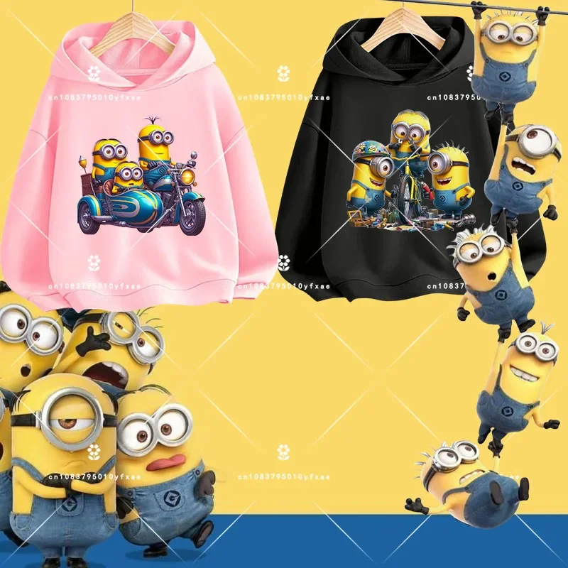 Karikatúra Minions Detské mikiny Príležitostné vonkajšie vrcholy pre chlapcov a dievčatá uvoľnite teplú jeseň/zimu nové detské odevy zľavy