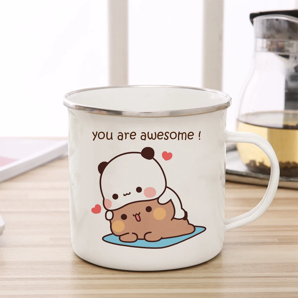 Karikatúra mlieka Mocha Bear Boob a Doodle Smalt Cup Coffee Tea Che Cope Cute Animal Raňajky dezert 11oz mliečna voda šálka Darček
