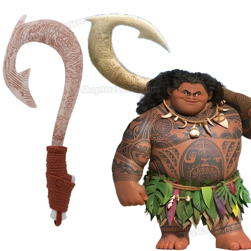 Karikatúra oceán dobrodružstvo Moana Fish Hook Knife Cosplay maui zbraň so svetlou rolou detskej roly hraním prop vianočný darček hračky Kid