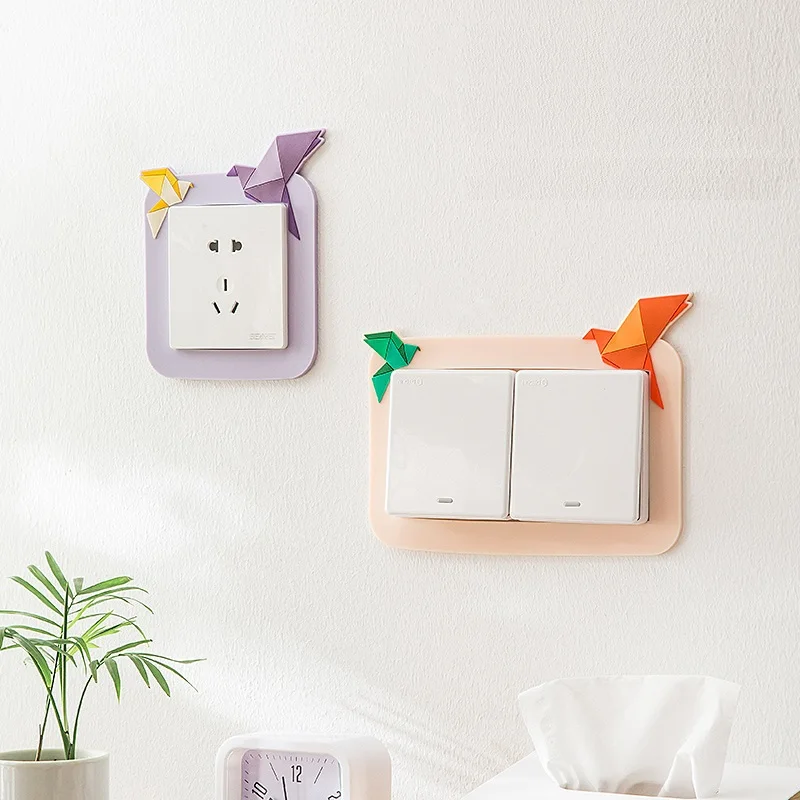 Karikatúra origami spínač kryt steny na stenu, blok ochrany kľúča, kryt rámcov, kreatívna a jednoduchá moderná domáca dekorácia,