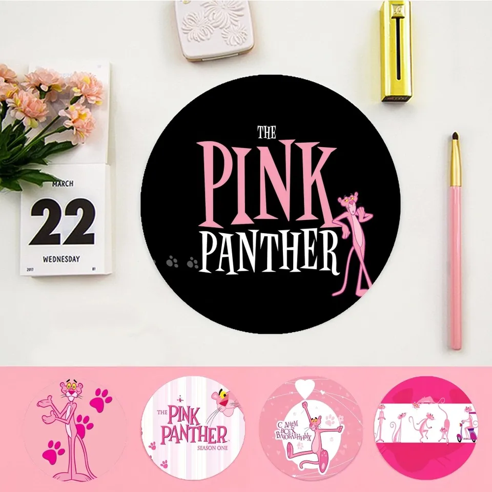 Karikatúra p-ružový p-panther animácia okrúhly stolný stôl Mat kawaii herné doplnky Študenti Mouse Pad PadMouse Padm Desk Play Mats