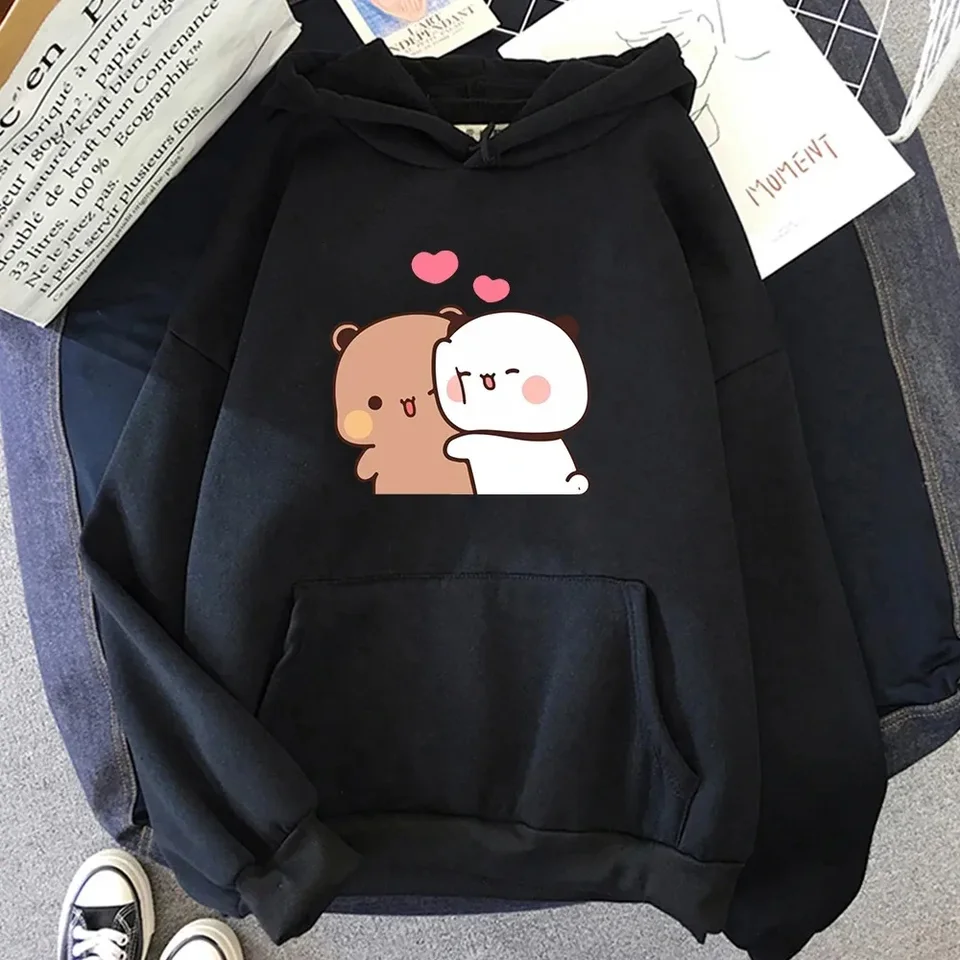 Karikatúra panda bubu a dudu ženy plus veľkosť mikiny mikiny kawaii harajuku okrúhly krk harajuku unisex tlačené vrcholy