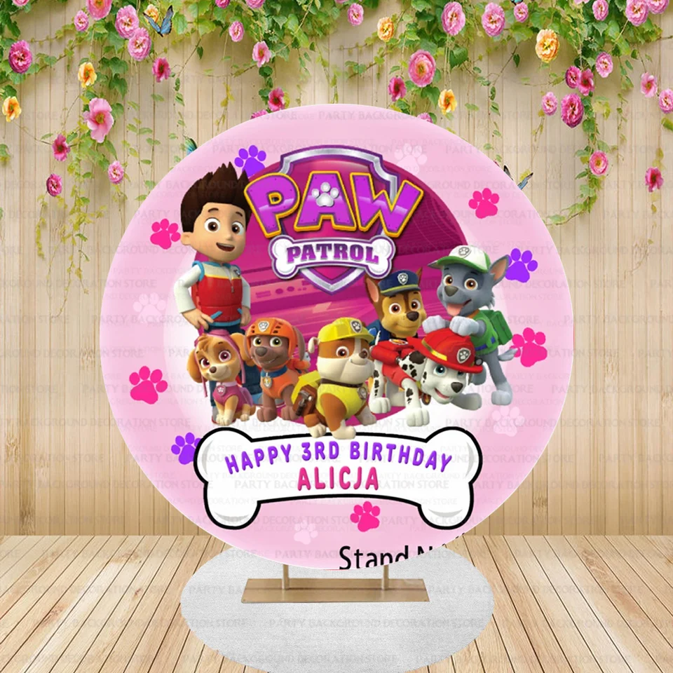 Karikatúra Paw Patrol Skye Rocky Radenie Round Cute Cutore Chase Marshall Tracker Birthday Party Baby Shower Banner