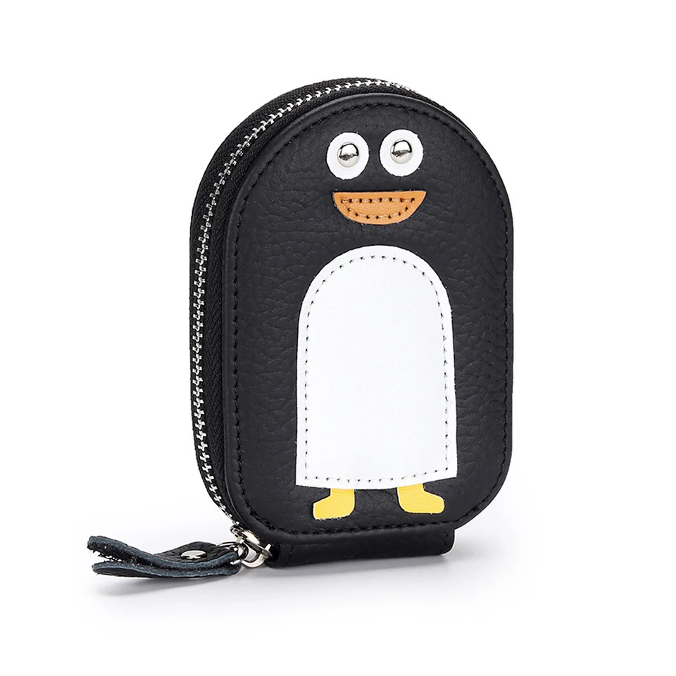 Karikatúra Penguin Leather Peňaženka pre ženy vreckovú kreditnú kartu Kľúčové puzdro Nové milé zipsové mince s kabelkou Držiteľ karty Držiteľ karty