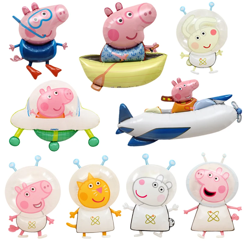 Karikatúra Peppa Pig Series Balloon Universe téma George Birthday's Birthday Toy Dekorácie hliníkový film Balloon Party Supplies