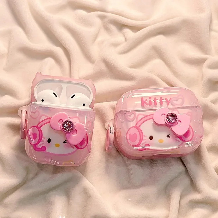 Karikatúra Pink Hello KT kryt pre AirPods 4 (2024) Roztomilé puzdro pre slúchadlá pre AirPods Pro 2. 3 1 2 Pro 2 Ochranné rukávy slúchadiel